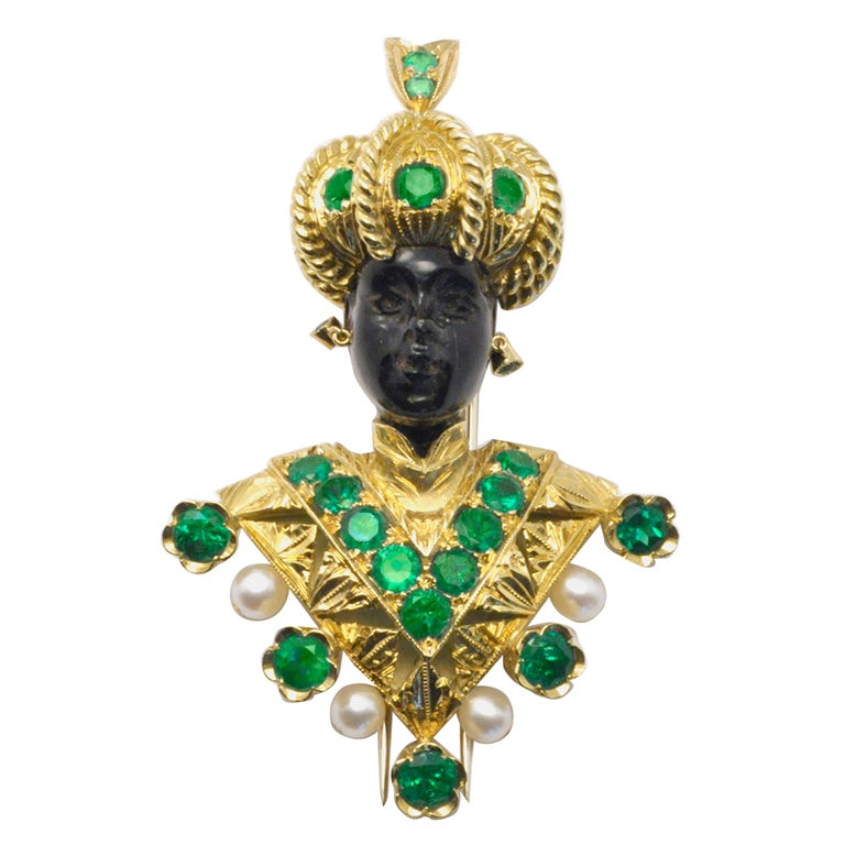 NARDI Emerald Blackamoor Clip Brooch at 1stdibs