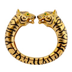 Rare Cartier Paris Barbara Hutton Style Gold Tiger Bangle