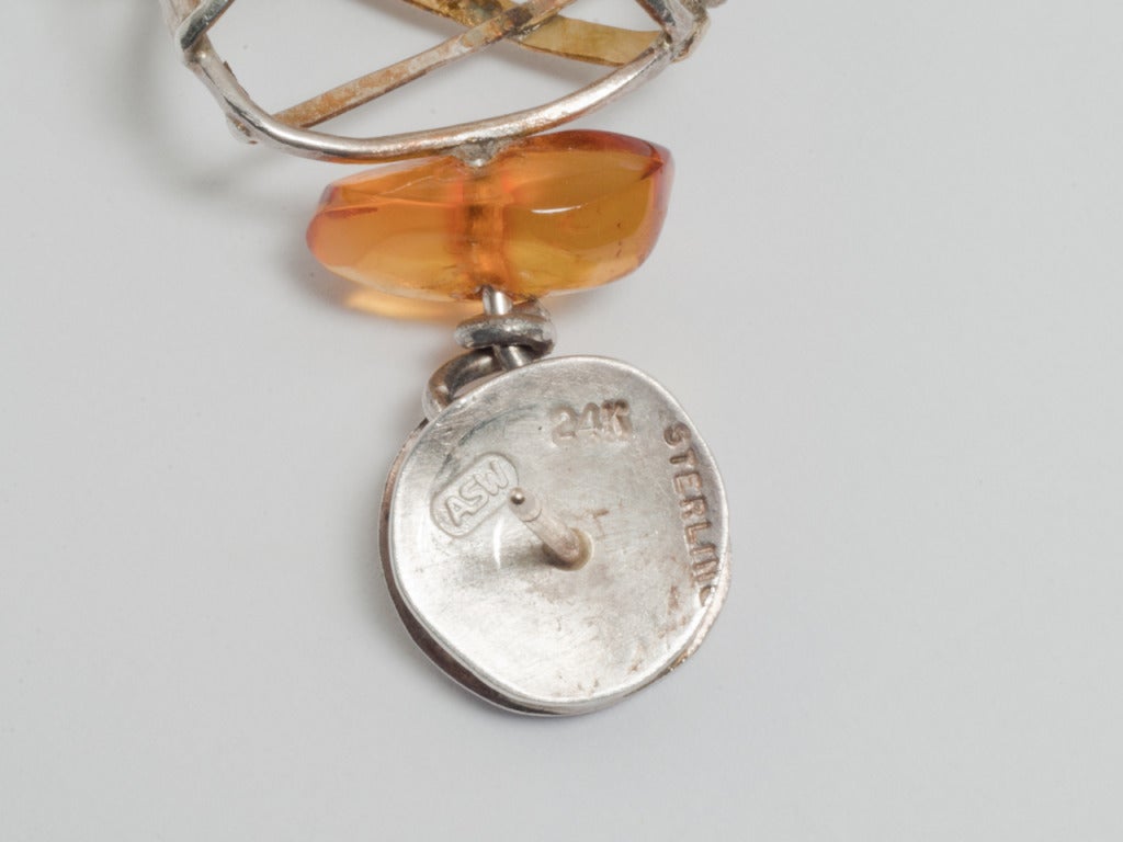 Gold, Silver, and Amber Earpendants by WATKINS, for JANIYE