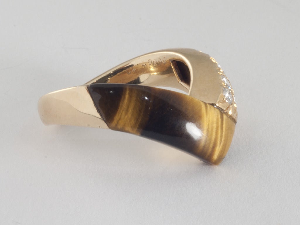 Van Cleef  & Arpels Diamond and Tiger Eye Ring