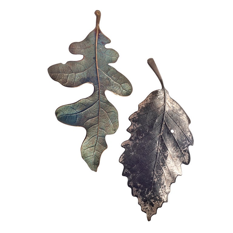 Patinated Silver Leaf Pins by John Iverson