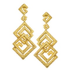 Dramatic French Greek-Key Design Earpendants