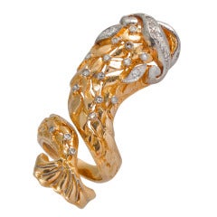 Vintage Lalaounis Gold & Diamond Dolphin Ring