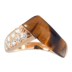 Van Cleef  & Arpels Diamond and Tiger Eye Ring