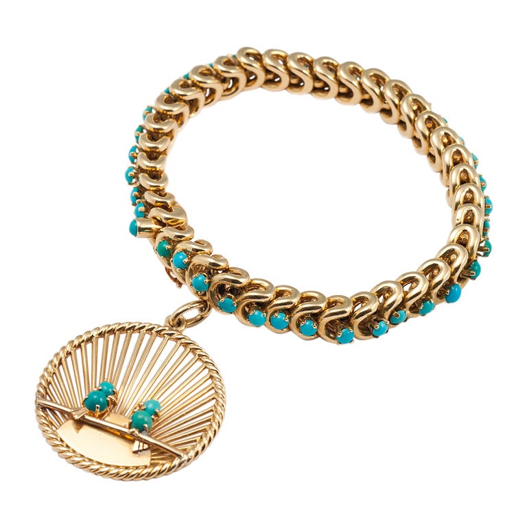 1960s Van Cleef & Arpels Turquoise Charm Bracelet