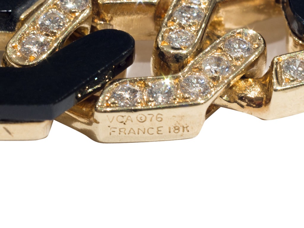 1970s Van Cleef & Arpels Onyx Diamond Link Necklace