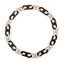 Vintage 1970s Van Cleef & Arpels Onyx Diamond Link Necklace