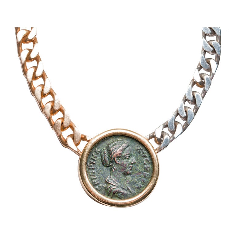SOLD Bvlgari 18K Yellow Gold Ancient Coin Alexander The Great Monete  Necklace