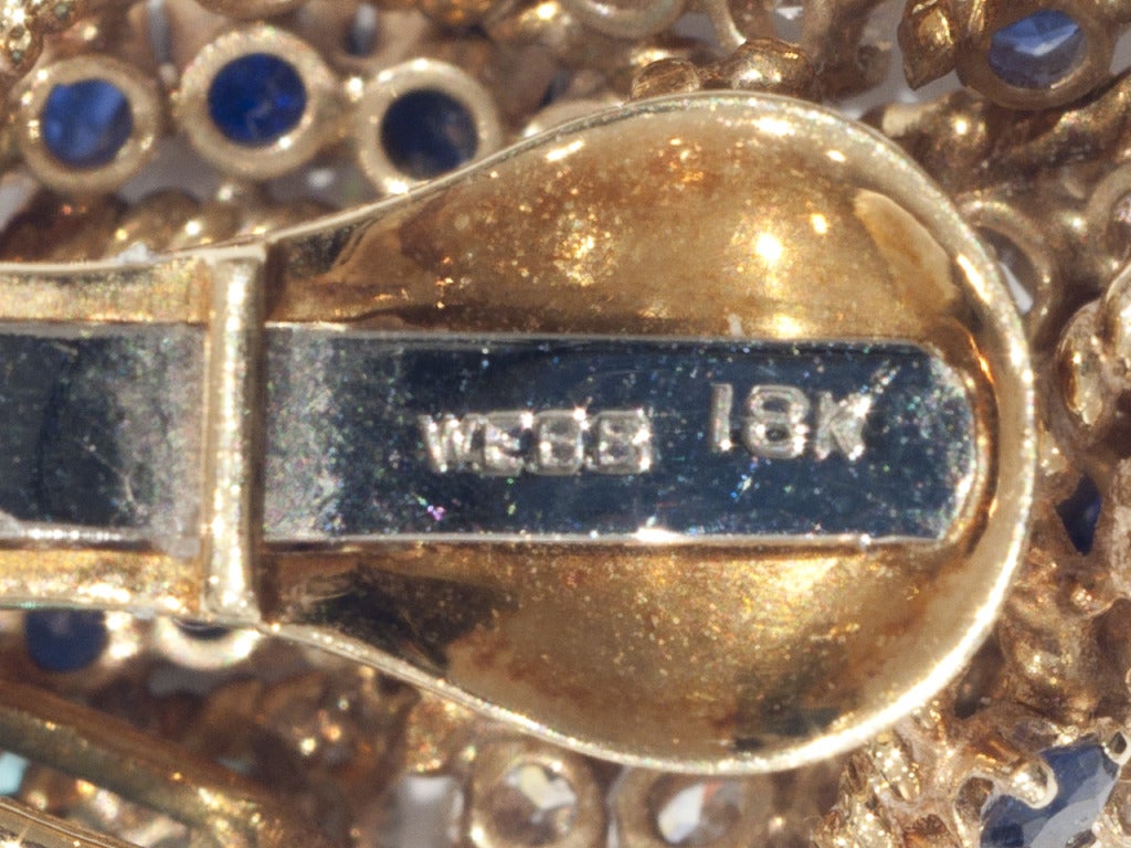David Webb Sapphire Emerald Diamond Ear Clips