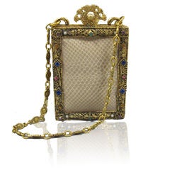 Antique Jacomo Snakeskin Jeweled Clasp Evening Bag