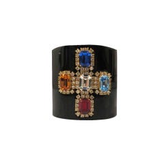 Chanel 95P Black Lucite Cuff With Maltese Cross