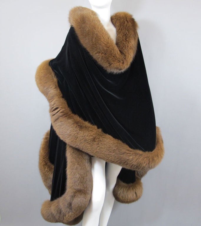 Halston Fox Fur Black Velvet Cape Owned By Martha Graham 1