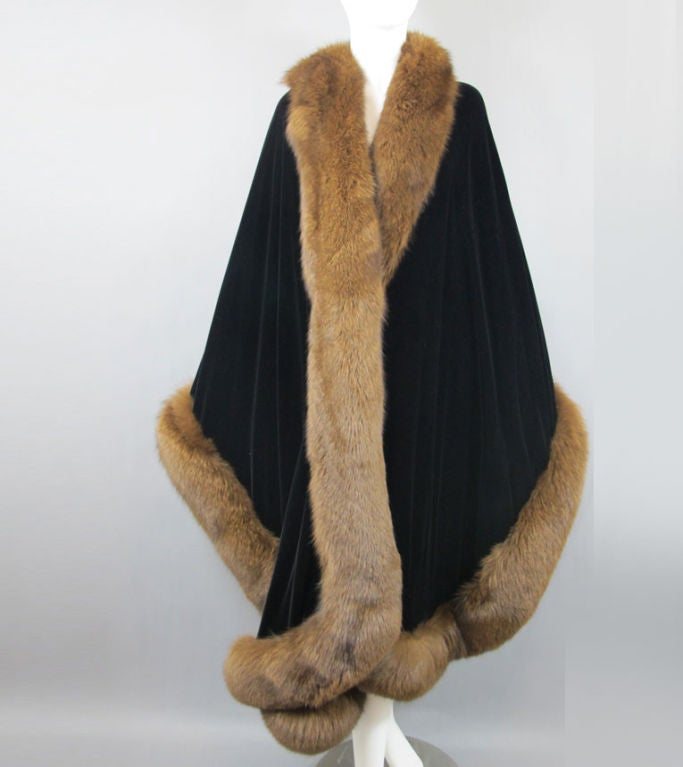 Halston Fox Fur Black Velvet Cape Owned By Martha Graham 2
