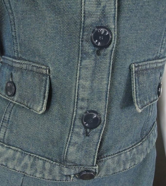 CHANEL Prewashed Blue Denim Skirt Suit  & Bustier Size 36 For Sale 3