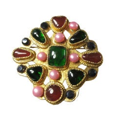 CHANEL Gold Gripoix Pearl Brooch