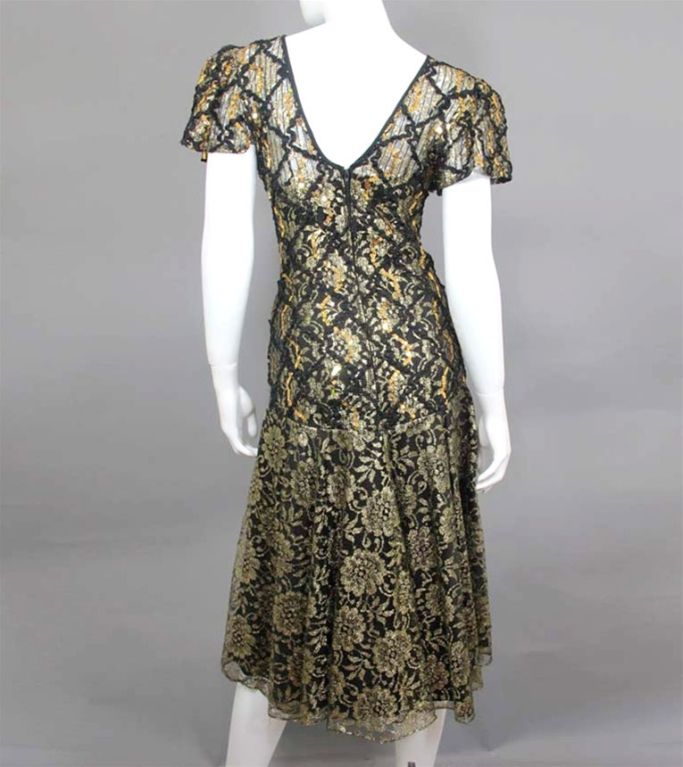 Geoffrey Beene Black and Gold Sequined Dress