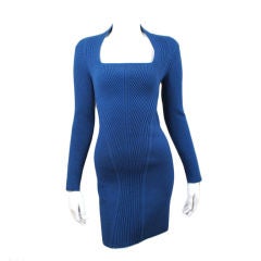 Alexander McQueen Sexy Body Con Blue Knit Dress Small