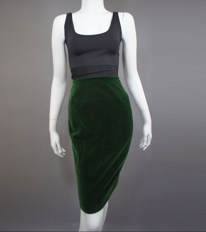 CHANEL Vintage Pink Green Tweed Wool Boucle & Velvet Skirt Suit For Sale 1