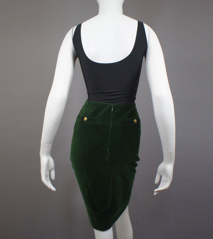 CHANEL Vintage Pink Green Tweed Wool Boucle & Velvet Skirt Suit For Sale 3
