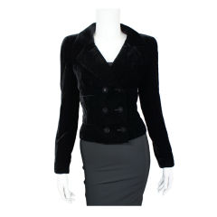 CHANEL Black Velvet Double Breasted Jacket 36 4