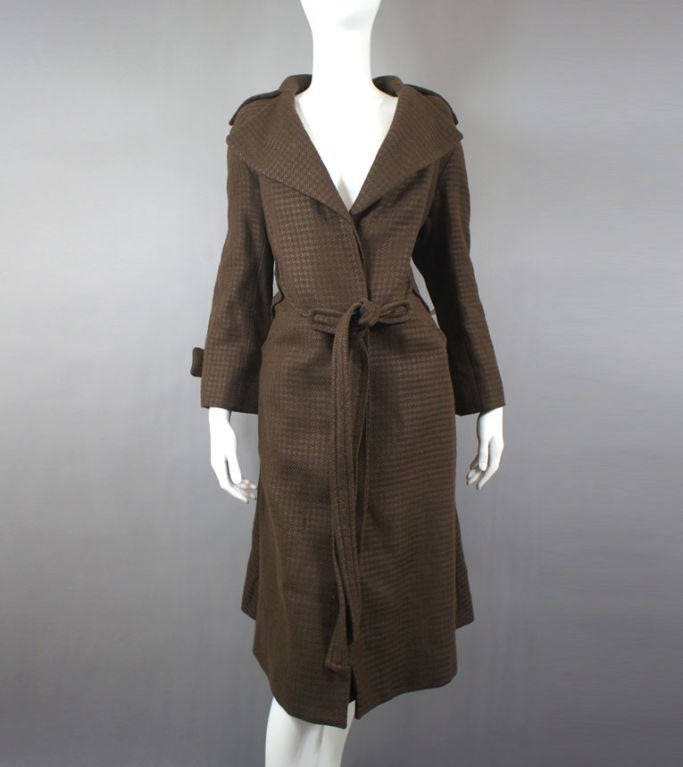 Louis Vuitton Chocolate Tweed Coat Skirt Ensemble 40