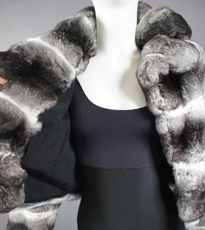 Maximilian Black & White Chinchilla Fur Jacket US 2 / 4 /  6 3