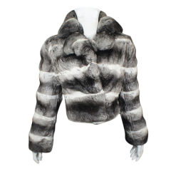 Maximilian Black & White Chinchilla Fur Jacket US 2 / 4 /  6