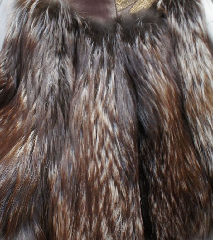 Alexander McQueen Leather Brocade & Fur Dress US 4 3