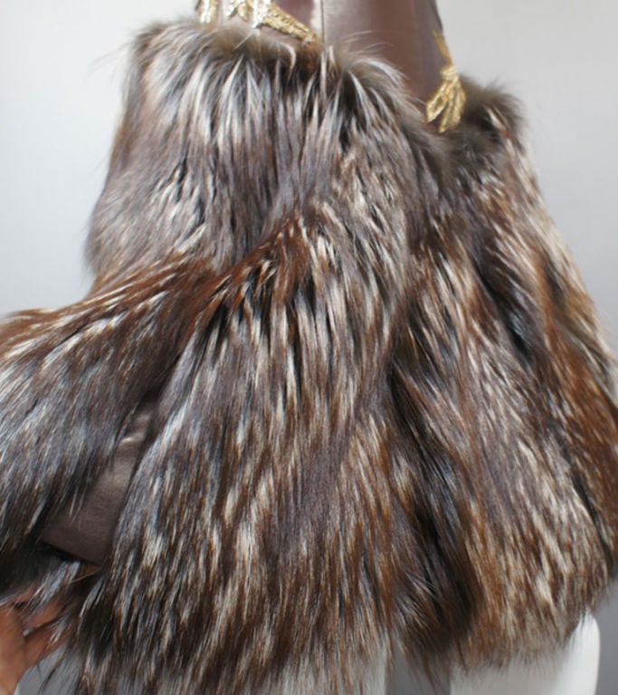 Alexander McQueen Leather Brocade & Fur Dress US 4 4