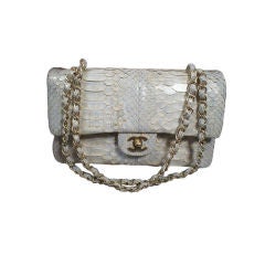 CHANEL 2.55 Silver Python Double Flap Bag GHW