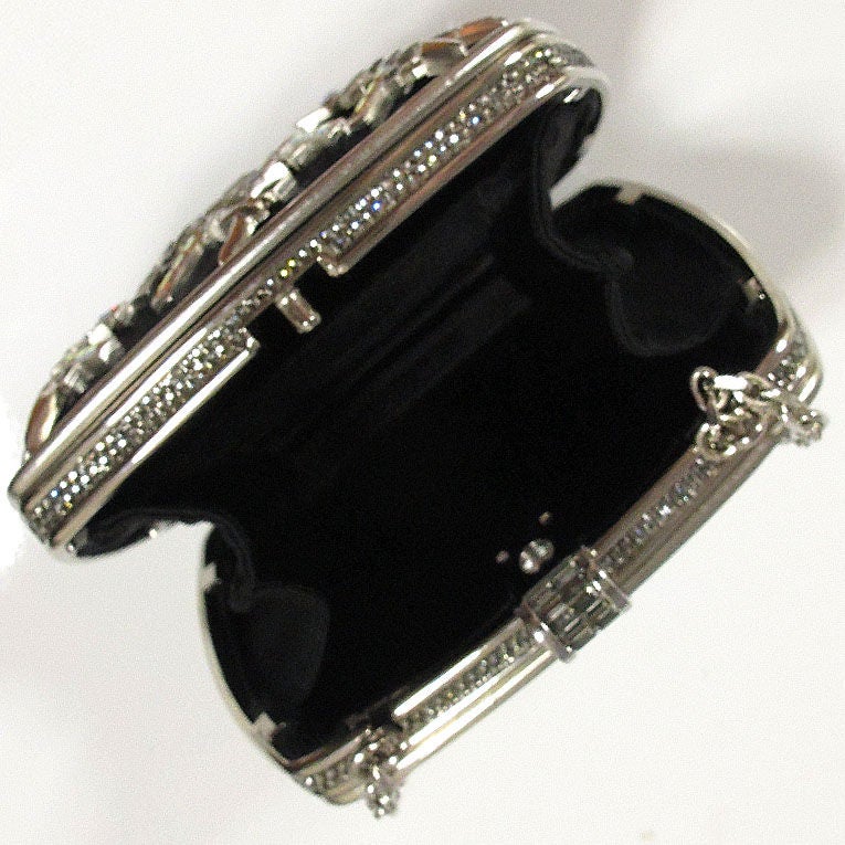Judith Leiber Vintage Black Silk & Crystal Snowflake Minaudiere 5