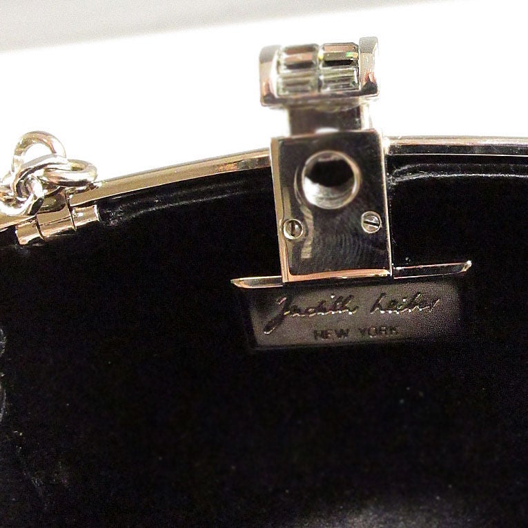 Judith Leiber Vintage Black Silk & Crystal Snowflake Minaudiere 6