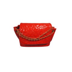CHANEL 'PUZZLE'  Red Patent Leather  Accordian Bag Gold Hardware