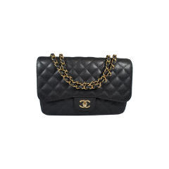 CHANEL Black Caviar Jumbo Flap Bag Gold Hardware New