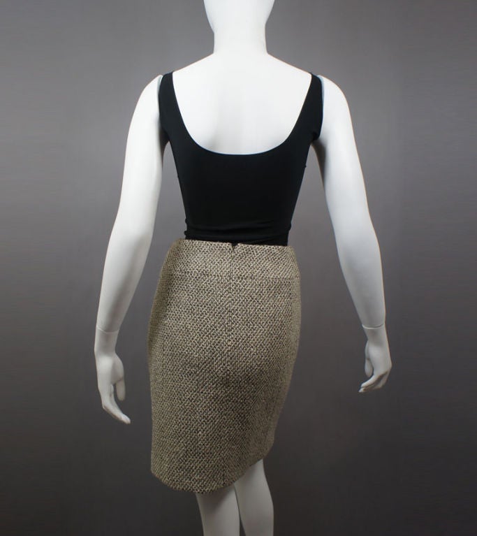CHANEL Cream & Camel Tweed Boucle Wool Skirt Suit Size 36 2