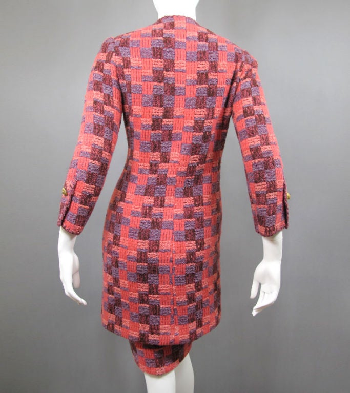 CHANEL Vintage Haute Couture  2-pc Pink Plaid Coat Dress 38 1