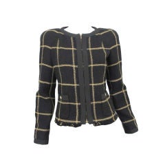 CHANEL Black and  Gold Windowpane Boucle Jacket 38 6