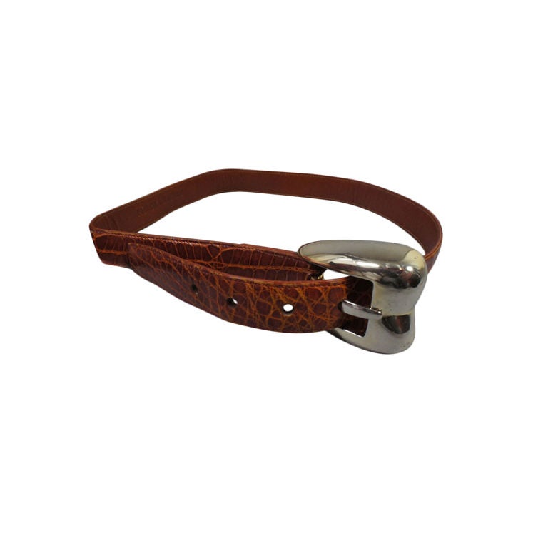 Patricia Von Musulin Alligator Belt with Sterling Silver Buckle For Sale