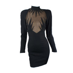 Thierry Mugler Vintage Schwarzes langärmeliges Starbust-Kleid mit Ärmeln 34 2