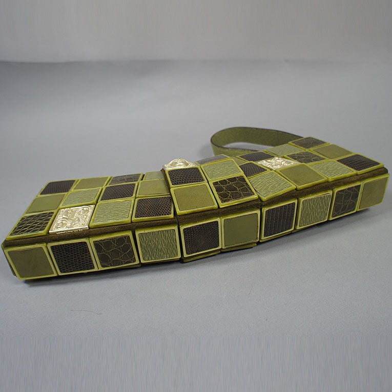 Kieselstein Cord Large Olive Woman Of The World Tile Bag For Sale 1