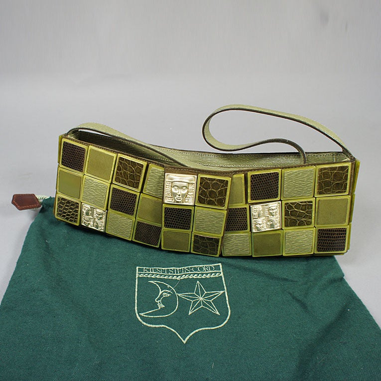 Kieselstein Cord Large Olive Woman Of The World Tile Bag For Sale 5
