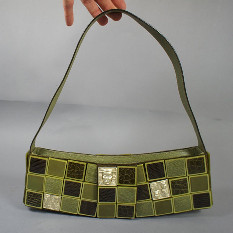 Kieselstein Cord Large Olive Woman Of The World Tile Bag For Sale 6