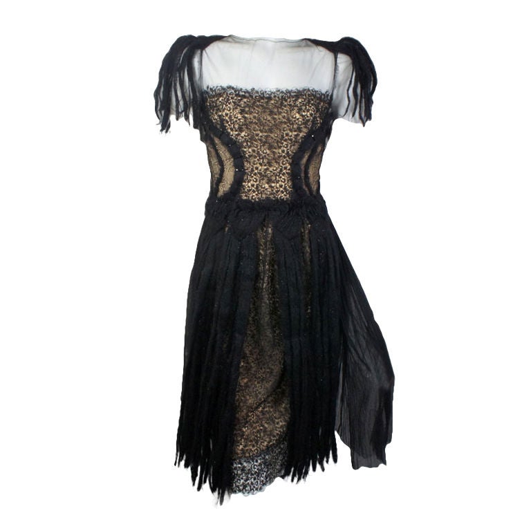 RODARTE Fall 08 Sheer Lace RUNWAY Dress 2/4 $8k NWT For Sale
