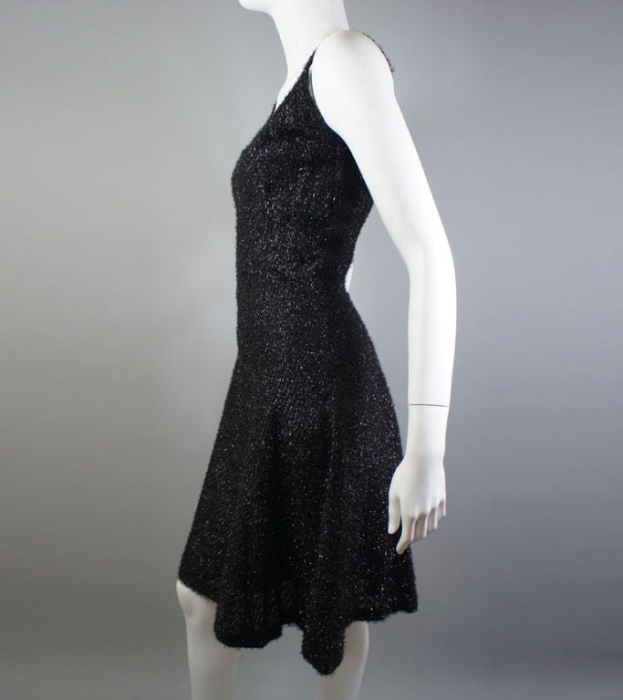 STEPHEN SPROUSE Black Shimmering Fringe Cocktail Dress 6