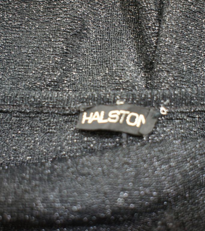 Halston Vintage 70s Black Metallic Lurex Halter Dress Small 2 4 For Sale 1