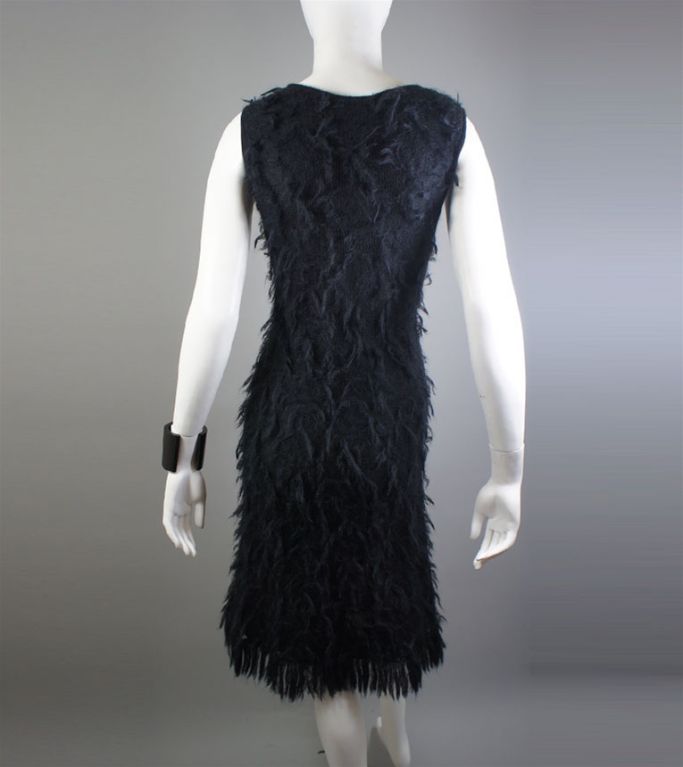 CHANEL 09A Black Mohair Fringe Dress Size 42 10 1