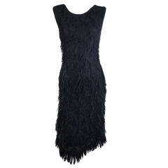 CHANEL 09A Black Mohair Fringe Dress Size 42 10