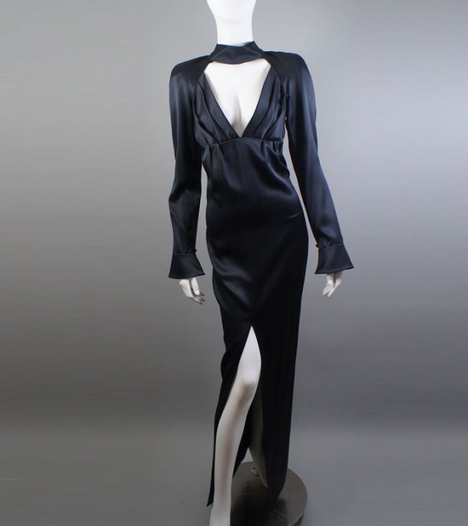 CHANEL Black Silk Gown Size 36 4 For Sale 2