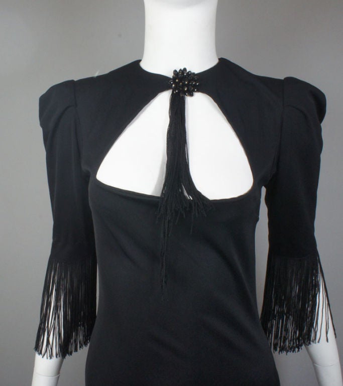 Loris Azzaro Vintage Black Fringe Gown