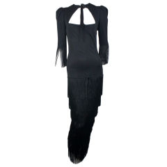 Loris Azzaro Vintage Black Fringe Gown